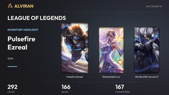 LEAGUE OF LEGENDS · Level 292 · Pulsefire Ezreal, Elementalist Lux, Worlds 2021 Jarvan IV