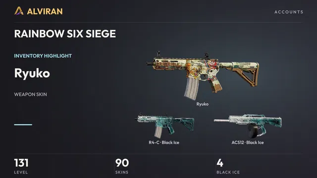 RAINBOW SIX SIEGE · Level 131 · Ryuko, Black Ice · R4-C, Black Ice · ACS12