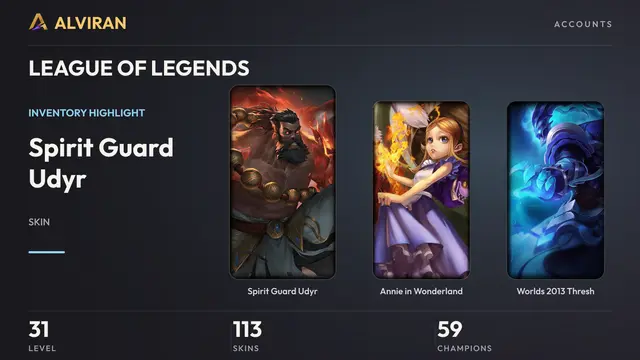 LEAGUE OF LEGENDS · Level 31 · Spirit Guard Udyr, Annie in Wonderland, Worlds 2013 Thresh
