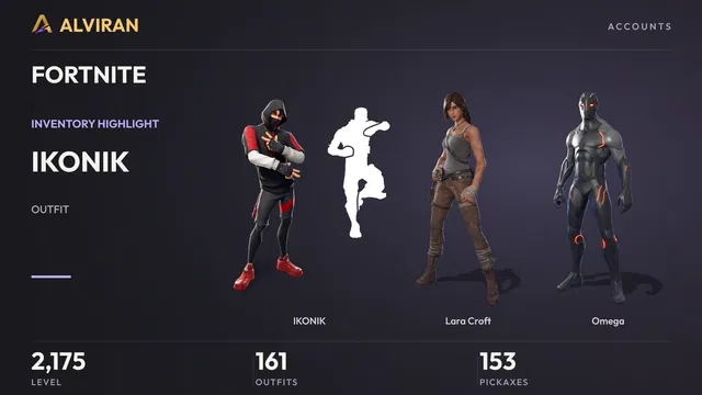 FORTNITE · Level 2175 · IKONIK, Lara Croft, Omega