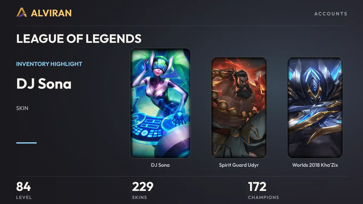LEAGUE OF LEGENDS · Level 84 · DJ Sona, Spirit Guard Udyr, Worlds 2018 Kha'Zix