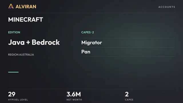 MINECRAFT · Level 29 · Migrator, Pan