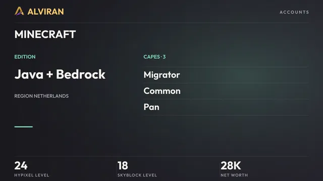 MINECRAFT · Level 24 · Migrator, Common, Pan