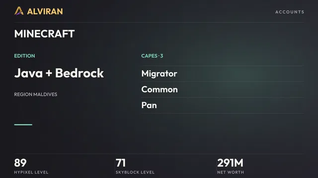 MINECRAFT · Level 89 · Migrator, Common, Pan