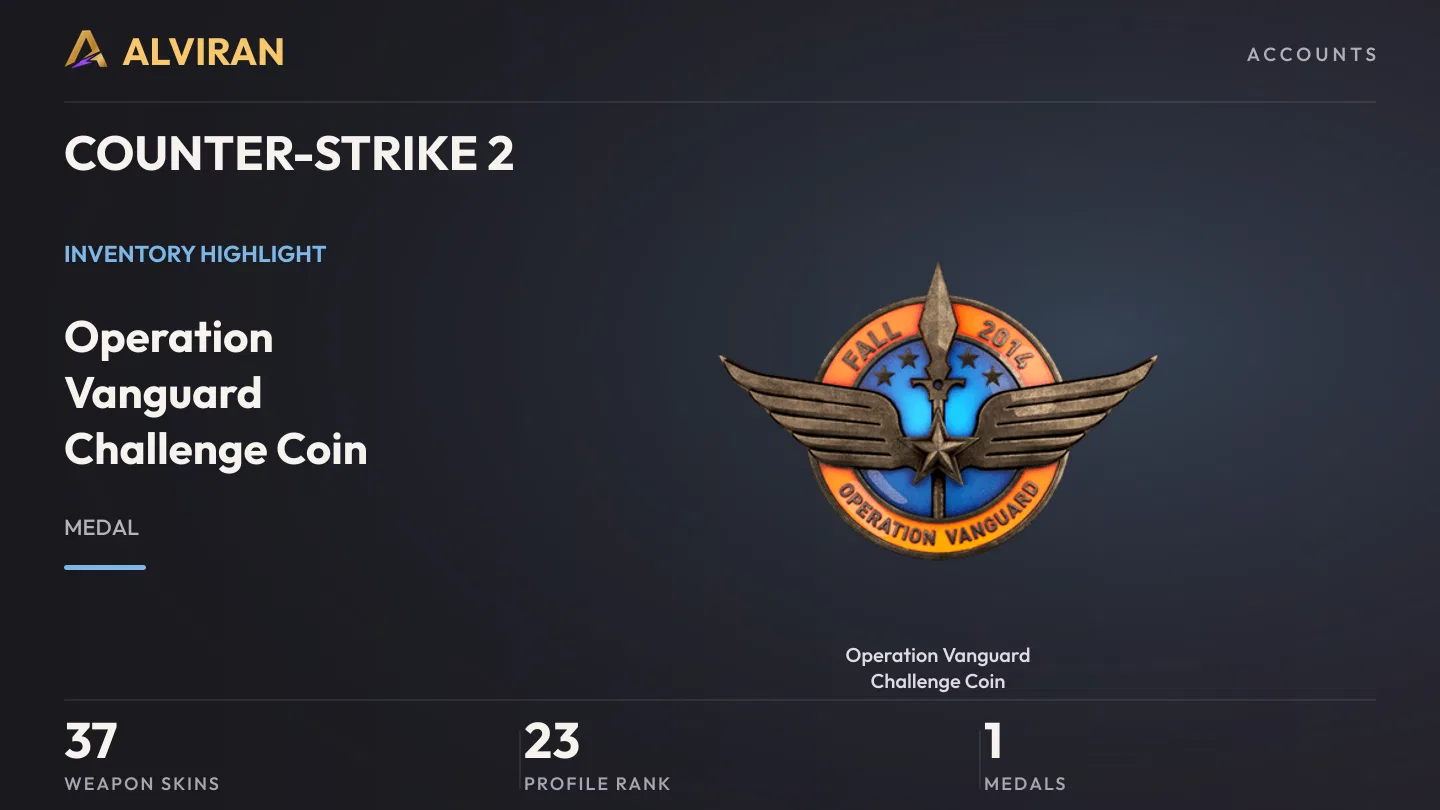 COUNTER-STRIKE 2 · Level 23 · Operation Vanguard Challenge Coin