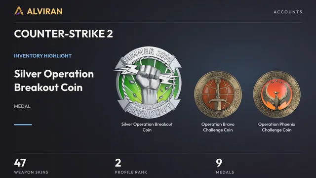 COUNTER-STRIKE 2 · Level 2 · Silver Operation Breakout Coin, Operation Bravo Challenge Coin, Operation Phoenix Challenge Coin