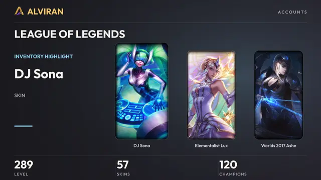 LEAGUE OF LEGENDS · Level 289 · DJ Sona, Elementalist Lux, Worlds 2017 Ashe