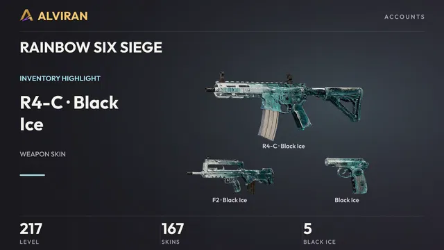RAINBOW SIX SIEGE · Level 217 · Black Ice · R4-C, Black Ice · F2, Black Ice