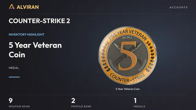 COUNTER-STRIKE 2 · Level 2 · 5 Year Veteran Coin