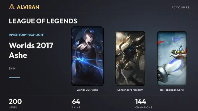LEAGUE OF LEGENDS · Level 200 · Worlds 2017 Ashe, Lancer Zero Hecarim, Ice Toboggan Corki