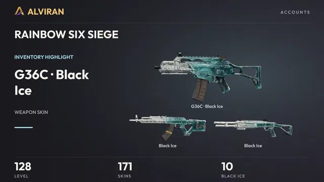 RAINBOW SIX SIEGE · Level 128 · Black Ice · G36C, Black Ice, Black Ice