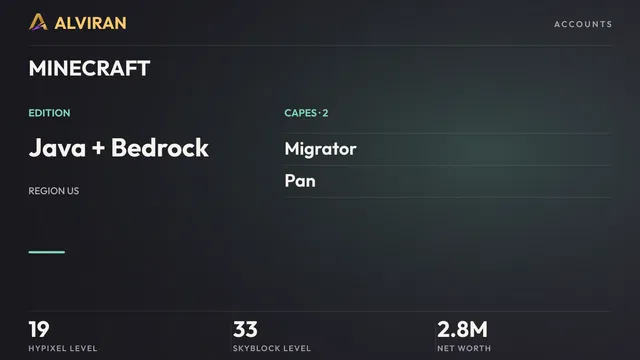 MINECRAFT · Level 19 · Migrator, Pan