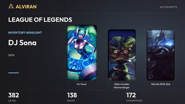 LEAGUE OF LEGENDS · Level 382 · DJ Sona, Alien Invader Heimerdinger, Worlds 2016 Zed