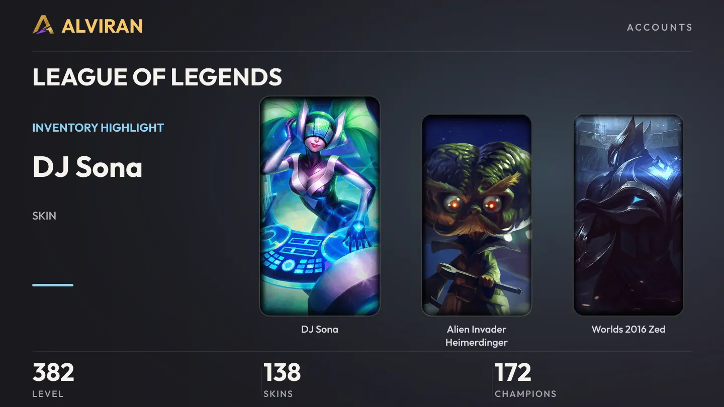 LEAGUE OF LEGENDS · Level 382 · DJ Sona, Alien Invader Heimerdinger, Worlds 2016 Zed