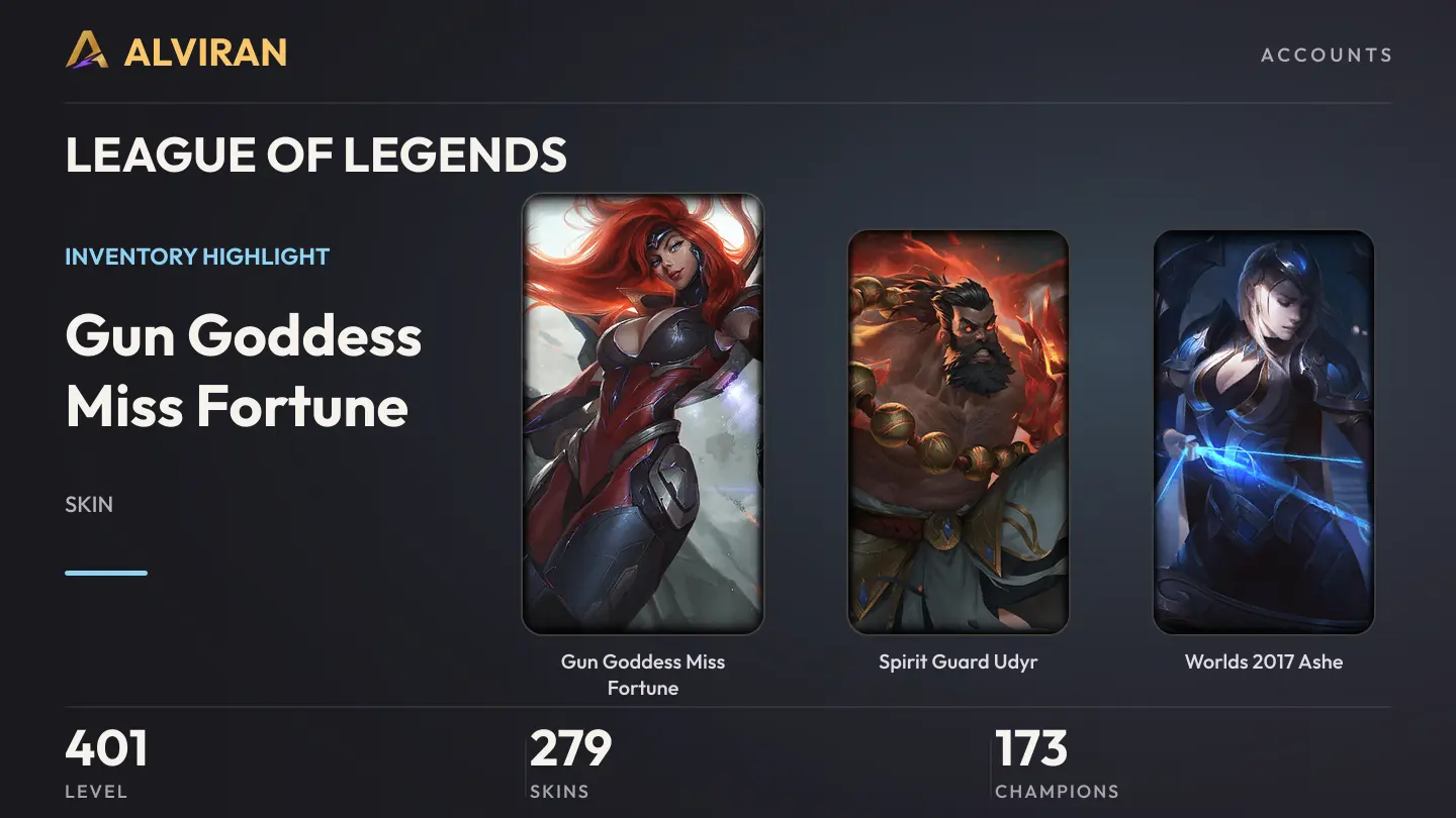 LEAGUE OF LEGENDS · Level 401 · Gun Goddess Miss Fortune, Spirit Guard Udyr, Worlds 2017 Ashe