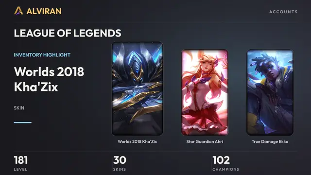 LEAGUE OF LEGENDS · Level 181 · Worlds 2018 Kha'Zix, Star Guardian Ahri, True Damage Ekko