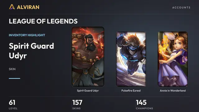 LEAGUE OF LEGENDS · Level 61 · Spirit Guard Udyr, Pulsefire Ezreal, Annie in Wonderland