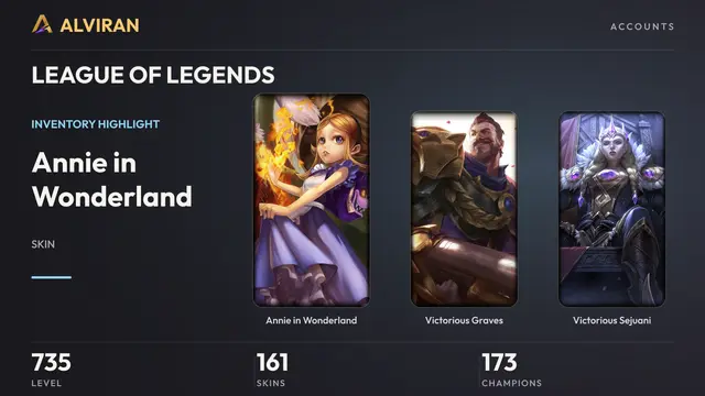 LEAGUE OF LEGENDS · Level 735 · Annie in Wonderland, Victorious Graves, Victorious Sejuani