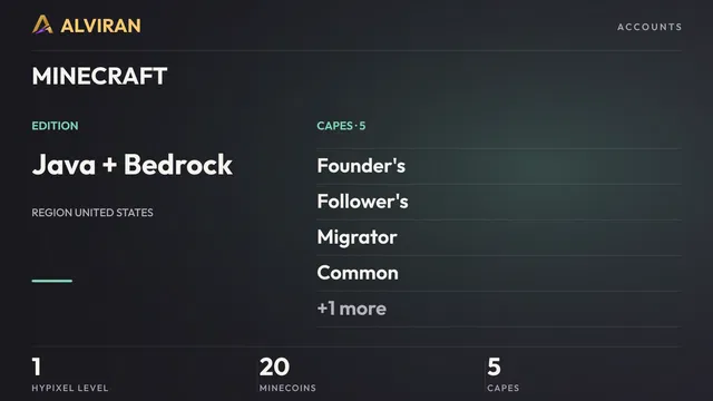 MINECRAFT · Level 1 · Founder's, Follower's, Migrator, Common