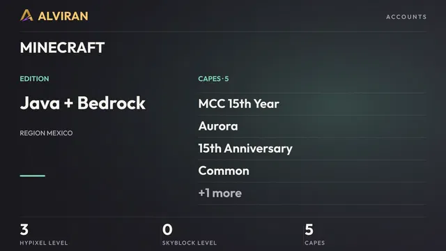 MINECRAFT · Level 3 · MCC 15th Year, Aurora, 15th Anniversary, Common