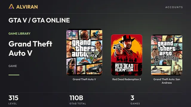 GTA V / GTA ONLINE · Level 315 · Grand Theft Auto V, Red Dead Redemption 2, Grand Theft Auto: San Andreas