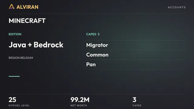 MINECRAFT · Level 25 · Migrator, Common, Pan