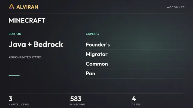MINECRAFT · Level 3 · Founder's, Migrator, Common, Pan