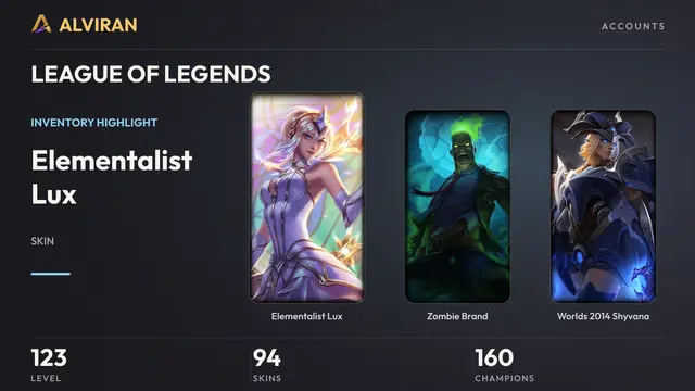 LEAGUE OF LEGENDS · Level 123 · Elementalist Lux, Zombie Brand, Worlds 2014 Shyvana