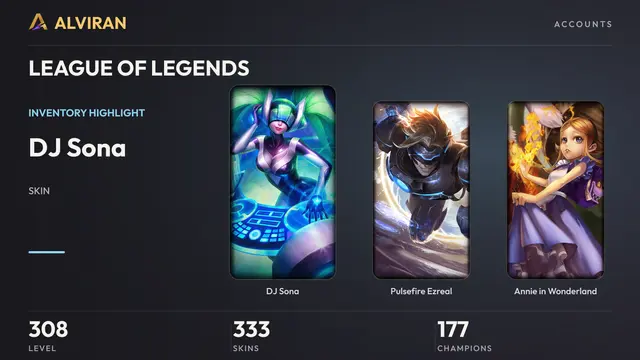 LEAGUE OF LEGENDS · Level 308 · DJ Sona, Pulsefire Ezreal, Annie in Wonderland