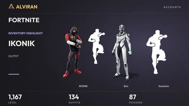 FORTNITE · Level 1167 · IKONIK, Eon, Scenario