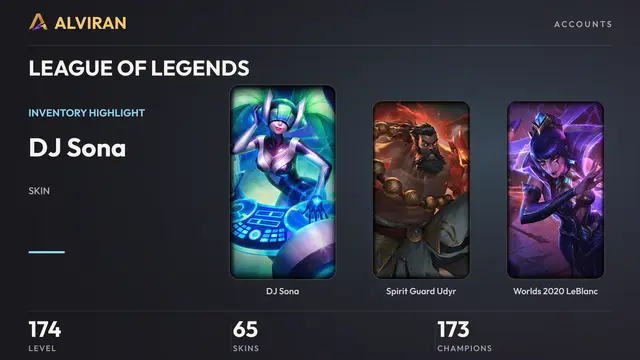LEAGUE OF LEGENDS · Level 174 · DJ Sona, Spirit Guard Udyr, Worlds 2020 LeBlanc