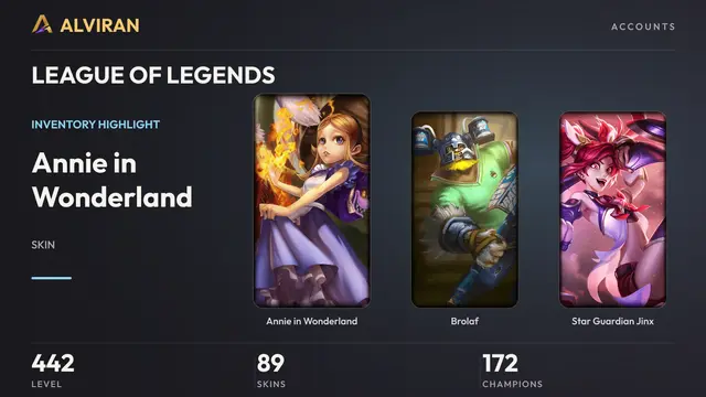 LEAGUE OF LEGENDS · Level 442 · Annie in Wonderland, Brolaf, Star Guardian Jinx