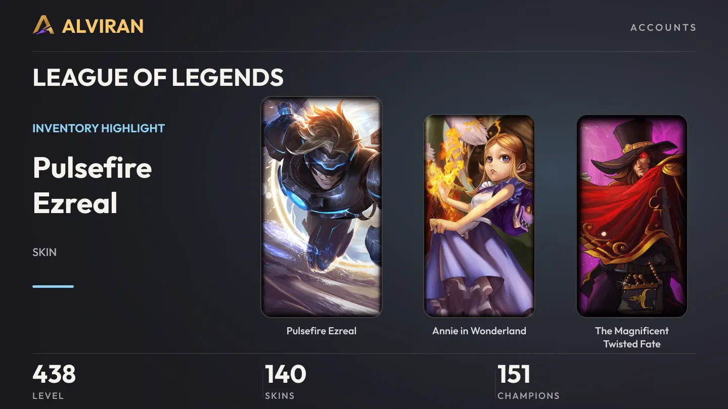 LEAGUE OF LEGENDS · Level 438 · Pulsefire Ezreal, Annie in Wonderland, The Magnificent Twisted Fate