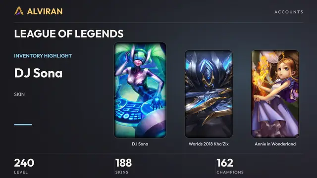 LEAGUE OF LEGENDS · Level 240 · DJ Sona, Worlds 2018 Kha'Zix, Annie in Wonderland