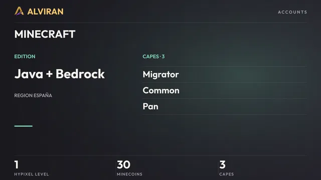 MINECRAFT · Level 1 · Migrator, Common, Pan