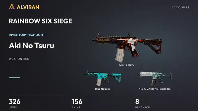 RAINBOW SIX SIEGE · Level 326 · Aki No Tsuru, Blue Nebula, Black Ice · 416-C CARBINE