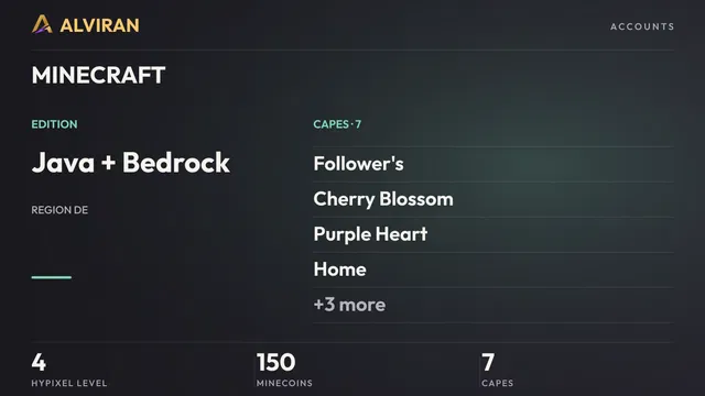 MINECRAFT · Level 4 · Follower's, Cherry Blossom, Purple Heart, Home