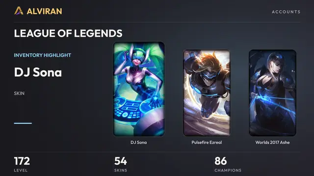 LEAGUE OF LEGENDS · Level 172 · DJ Sona, Pulsefire Ezreal, Worlds 2017 Ashe