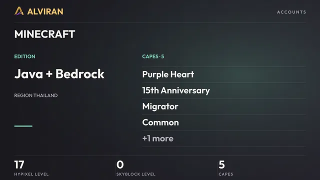 MINECRAFT · Level 17 · Purple Heart, 15th Anniversary, Migrator, Common