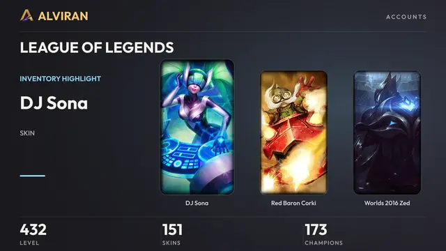 LEAGUE OF LEGENDS · Level 432 · DJ Sona, Red Baron Corki, Worlds 2016 Zed