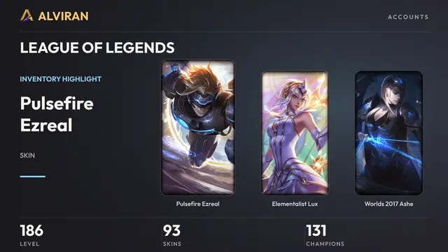 LEAGUE OF LEGENDS · Level 186 · Pulsefire Ezreal, Elementalist Lux, Worlds 2017 Ashe
