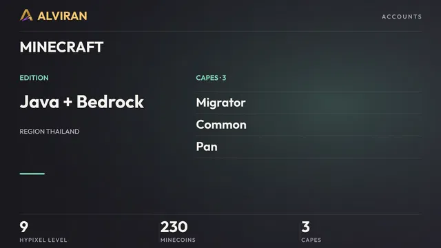 MINECRAFT · Level 9 · Migrator, Common, Pan