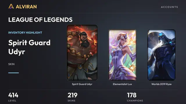 LEAGUE OF LEGENDS · Level 414 · Spirit Guard Udyr, Elementalist Lux, Worlds 2019 Ryze
