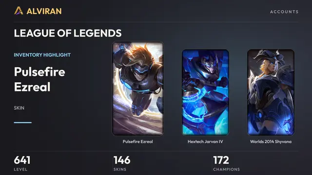LEAGUE OF LEGENDS · Level 641 · Pulsefire Ezreal, Hextech Jarvan IV, Worlds 2014 Shyvana