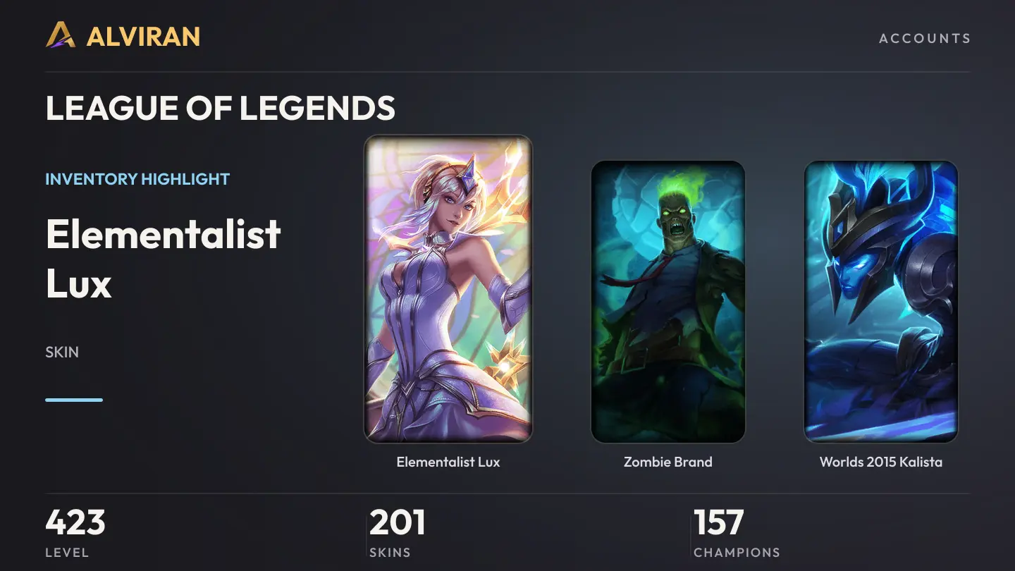 LEAGUE OF LEGENDS · Level 423 · Elementalist Lux, Zombie Brand, Worlds 2015 Kalista