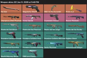 Inventaire VALORANT avec Champions 2022 Phantom et Reaver Phantom