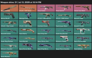 Sichtbare R6-Waffenskins als Teil eines Account-Inventars