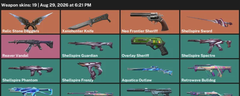 Valorant account inventory for LVL 82 · Xenohunter Knife & Neo Frontier Sheriff