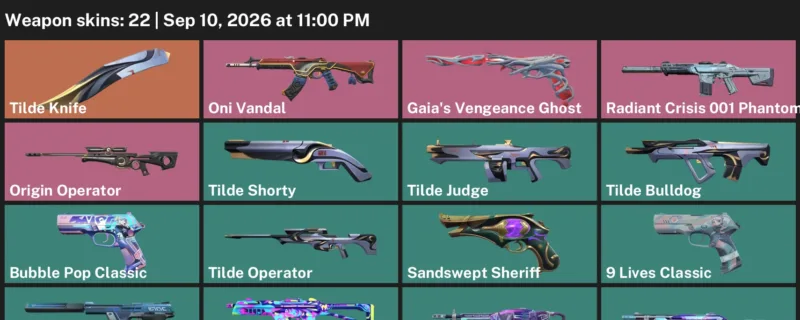 Valorant account inventory for LVL 155 · Oni Vandal & Tilde Knife