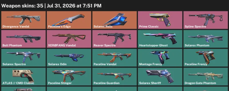 Valorant account inventory for LVL 97 · Bolt Phantom & Divergence Vandal